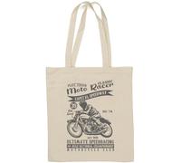 Classic Moto Racer Flat Track Capital Speedway Sac fourre-tout en coton naturel Blanc