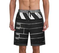 Classic Movie Clapboard Short décontracté pour homme Léger Pratique Plage Activités de plein air Marche Course à pied Noir, Noir , 3XL