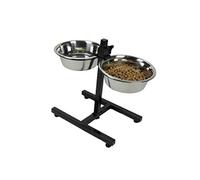Classic Pet Products Double mangeoire réglable avec 2 Assiettes en Acier Inoxydable 1700 ML