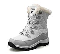 Classic Pink Femmes Chaleureux Hiver Neiger Bottes Fourrure doublée Randonnée En marchant Lacer Extérieur Antidérapant Bottes Des chaussures blanc 39 EU