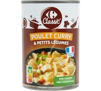 CLASSIC' - Plat cuisiné poulet curry petits légumes CARREFOUR | Savoureux mélange de saveurs | Prêt à déguster | la boite de 400g | LOT DE 3