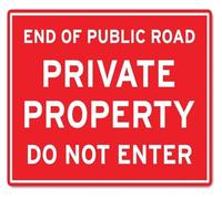 Classic Public Road Ends Private Zone Alert Tin 12x8 Inch