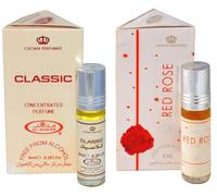 Classic & Red Rose Concentrated Perfume Oil Pack of 2 | Long-Lasting Alcohol-Free Attar for Men & Women | 6ml Each Roll-On