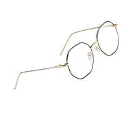 Classic Rétro Lunette Anti Lumiere Bleue Homme Femme, Monture en Métal Lunettes Ordinateur pour Réduisent la Fatigue Oculaire, Polygone Lunettes de Protection pour Ordinateur et Gaming (Black Gold)