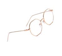 Classic Rétro Lunette Anti Lumiere Bleue Homme Femme, Monture en Métal Lunettes Ordinateur pour Réduisent la Fatigue Oculaire, Polygone Lunettes de Protection pour Ordinateur et Gaming (Rose Gold)