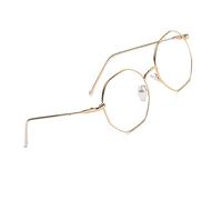 Classic Rétro Lunette Anti Lumiere Bleue Homme Femme, Monture en Métal Lunettes Ordinateur pour Réduisent la Fatigue Oculaire, Polygone Lunettes de Protection pour Ordinateur et Gaming (Gold)