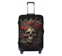 Classic Rose Crown Skull Housses de bagage de voyage - Housses élastiques pour valises de protection pour bagages 18-32 pouces, Noir, CH