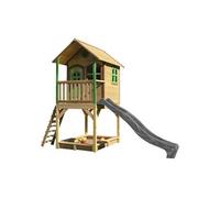 AXI Sarah Maison Enfant avec Bac à Sable & Toboggan Gris | Aire de Jeux pour l'extérieur en marron & Vert | Maisonnette / Cabane de Jeu en Bois FSC
