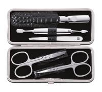 Zwilling Kit manucure 5 pièces en acier inoxydable poli – Étui cuir véritable Croco noir