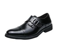 Classic Slip-on Formal Tuxedo Shoes Dress Oxford Shoes for Men Mens Monk Shoes Fashion Formal Oxford Black Wedding Dress Leather Buckles Mens Wide Dress Shoes(Black,45.5EU)