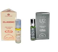 Classic & U2 Man Concentrated Perfume Oil Pack of 2 | Long-Lasting Alcohol-Free Attar for Men & Women | 6ml Each Roll-On