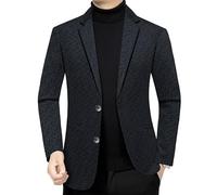 Classic Vintage Single Breasted Sports Coat Elegant Travel Suit Jacket All Match Blue Slim Fit Blazers for Men(L)