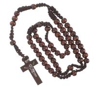 Classic Wooden Cross Necklace Rosary Chain for Women Men Fashion Jewelry Accessory