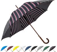 Classic Wooden Handle Umbrella with Automatic Open Windproof and Unbreakable Stick 48"",Elegant Stripes,One Size
