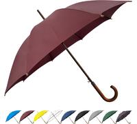 Classic Wooden Handle Umbrella with Automatic Open Windproof and Unbreakable Stick 48"",Wine,One Size