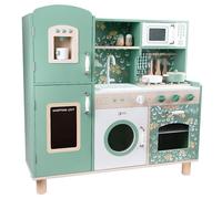 Classic World Ensemble de cuisine vintage en bois respectueux de l'environnement avec évier, cuisinière, armoires, lave-vaisselle et accessoires pour enfants de 3 ans et plus