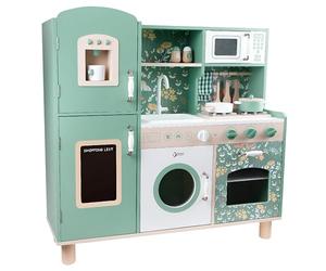 Classic World Ensemble de Cuisine Vintage en Bois respectueux de l'environnement avec évier, cuisinière, armoires, Lave-Vaisselle et Accessoires pour Enfants de 3 Ans et Plus