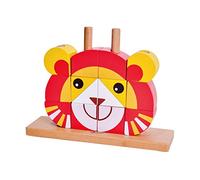 Classic World – Puzzle en bois Lion éducatif, 12 pièces, base 4 chevilles, 5 cartes d'instructions