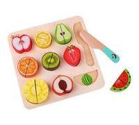 Classic World - Wooden Play Food - Cutting Fruit Puzzle Toy- 20 pieces Colourful