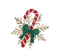 Classical Christmas Snowflake Cane Pin Alloy Jewelry Creative Themed Party Brooch for Holiday Event and Gifting Holiday Corsage Pin