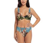 Classical Fairy Tale Castle03 Ensemble bikini sexy pour femme 2 pièces Maillot de bain Plage Piscine Maillots de bain, Noir , M