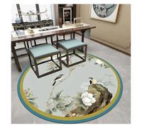 Classical Flower & Landscape Round Rug - Elegant Aesthetic Decor for Study, Bedroom & Tabletop(Color7,Diameter 100cm(39in))