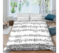 Classical sheet music Housse de Couette Microfibre 3 pièces Imprimé en 3D Hypoallergique Piano score for Ensemble De Literie avec 2 x Taies d'oreiller Confortable for les Enfants Single（135x200cm）