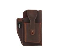 Classical Vintage Coffee Leather Waist Bag for Men Cell Phone Belt Holder for iPhone 13 12 11