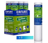 CLASSICO Lot de 6 rouleaux de papier peint ingrain en fibre de bois blanc 20 m x 0,53 m