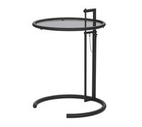 CLASSICON table basse réglable en hauteur E 1027 (Plateau en verre cristal fumé gris - Métal peint noir)