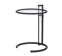 CLASSICON table basse réglable en hauteur E 1027 (Plateau transparent en verre cristal - Métal peint noir)