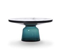 CLASSICON table BELL COFFEE TABLE avec la structure en acier noir (bleu Montana - Plateau en marbre Bianco Carrara et base en verre soufflé)