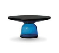CLASSICON table BELL COFFEE TABLE avec la structure en acier noir (Bleu saphir - Plateau en cristal noir et base en verre soufflé)