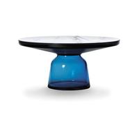 CLASSICON table BELL COFFEE TABLE avec la structure en acier noir (Bleu saphir - Plateau en marbre Bianco Carrara et base en verre souffl)