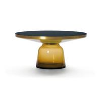 CLASSICON table BELL COFFEE TABLE avec la structure en laiton (Ambre - Plateau en cristal noir et base en verre soufflé)