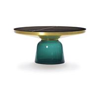 CLASSICON table BELL COFFEE TABLE avec la structure en laiton (Vert émeraude - Plateau en marbre Sahara Noir et base en verre soufflé)