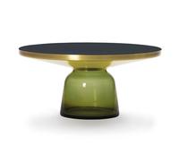 CLASSICON table BELL COFFEE TABLE avec la structure en laiton (Vert olive - Plateau en cristal noir et base en verre soufflé)