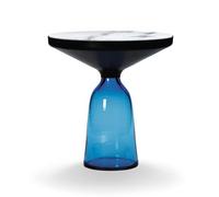 CLASSICON table BELL SIDE TABLE avec la structure en acier noir (Bleu saphir - Plateau en marbre Bianco Carrara et base en verre soufflé)