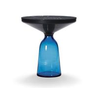 CLASSICON table BELL SIDE TABLE avec la structure en acier noir (Bleu saphir - Plateau en marbre noir Marquina et base en verre soufflé)