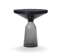 CLASSICON table BELL SIDE TABLE avec la structure en acier noir (gris quartz - Plateau en marbre noir Marquina et base en verre soufflé)