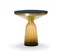 CLASSICON table BELL SIDE TABLE avec la structure en laiton (Ambre - Plateau en cristal noir et base en verre soufflé)