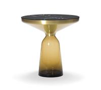 CLASSICON table BELL SIDE TABLE avec la structure en laiton (Ambre - Plateau en marbre noir Marquina et base en verre soufflé)