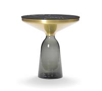 CLASSICON table BELL SIDE TABLE avec la structure en laiton (gris quartz - Plateau en marbre noir Marquina et base en verre soufflé)