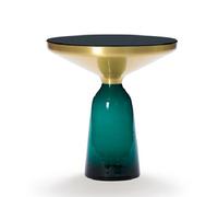 CLASSICON table BELL SIDE TABLE avec la structure en laiton (Vert émeraude - Plateau en cristal noir et base en verre soufflé)