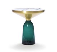 CLASSICON table BELL SIDE TABLE avec la structure en laiton (Vert émeraude - Plateau en marbre Bianco Carrara et base en verre soufflé)
