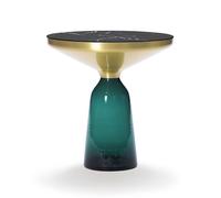 CLASSICON table BELL SIDE TABLE avec la structure en laiton (Vert émeraude - Plateau en marbre noir Marquina et base en verre soufflé)