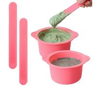 Classicseali Lot de 2 bols chauffants en silicone, avec 2 spatules à cire pour l'épilation, la fabrication de masques faciaux, le mélange de pigments