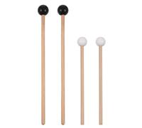 Classicseali Lot de 2 maillets en bois pour xylophone - 15 cm et 26 cm | Xylophone Baguettes de percussion avec manche en bouleau, blanc (15 x 1,8 cm) et noir (26 x 2,5 cm)