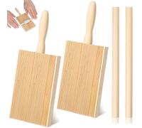 Classicseali Lot de 2 planches à gnocchi en bois de pin, grattoir à garganelli pour la préparation de spaghettis, pennes, raviolis, boulettes de pommes de terre et beurre