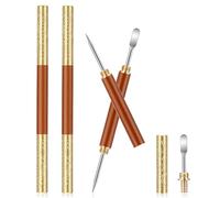 Classicseali Lot de 2 stylos à café latte art double face avec capuchon de stylo, en acier inoxydable, stylo professionnel Barista Latte Art Pen pour cappuccino, latt, expresso, accessoires barista